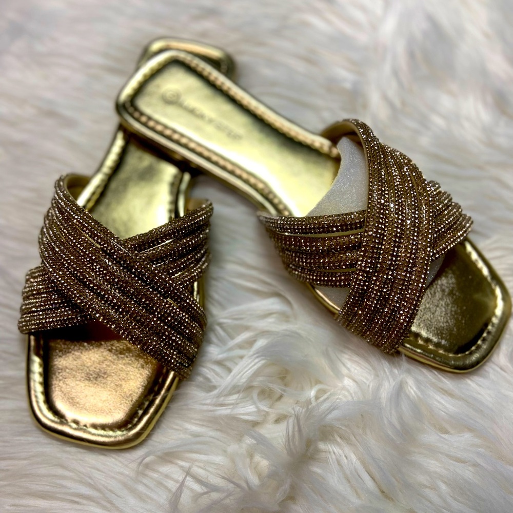New! Size 10 gold bling slides